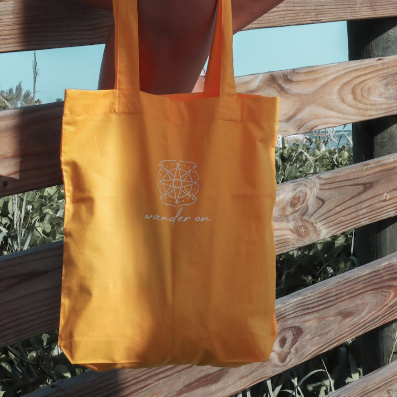 Wander On Tote Bag in color Sunny