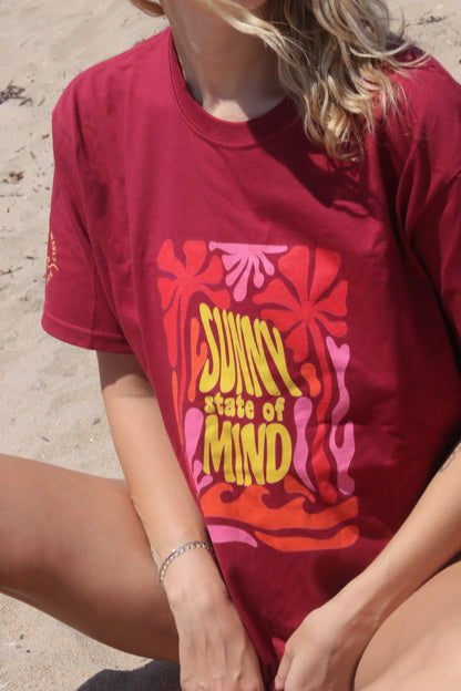 Sunny State of Mind Tee printed on 100% organic cotton tee. 