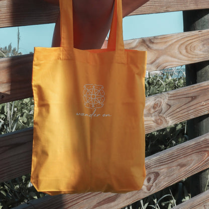 Wander On Tote Bag in color Sunny