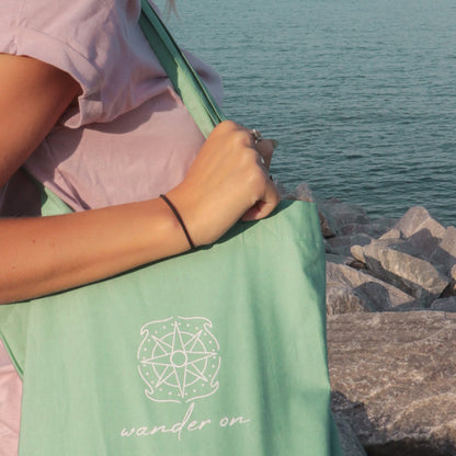 Wander On Tote Bag in color Sage