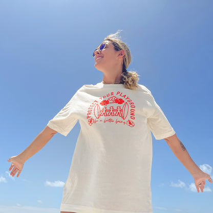 Protect your Playground oversized organic cotton tee from Wandering Waves Surf Company