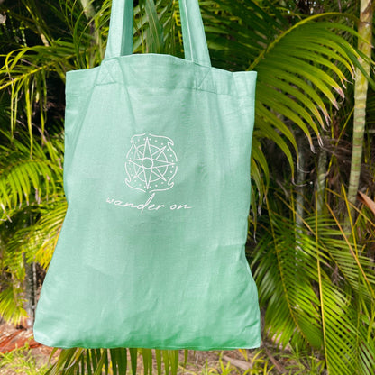 Wander On Tote Bag in color Sage